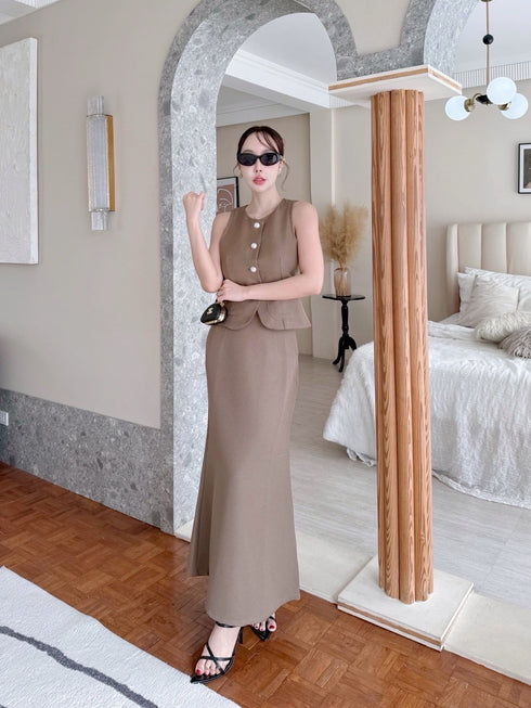 Two Piece Waistcoat Style With Fishtail Skirt